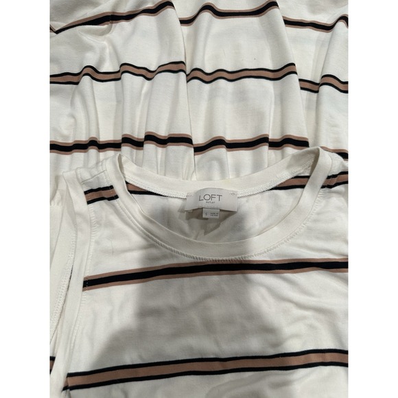 Loft Maxi Sleeveless Knit Dress Small Stripe Ivory Black Tab - Picture 5 of 6